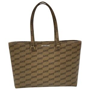 Balenciaga Signature Monogram East West Shopper Tote Brown